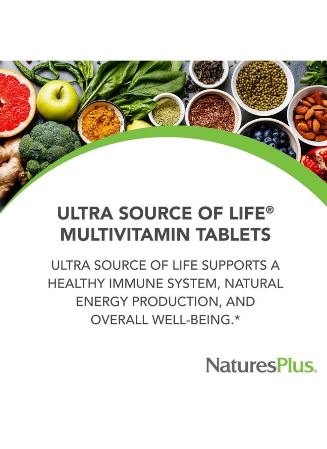 ناتشرز بلاس - فيتامينات متعددة من Natures Plus Ultra Source of Life - 90 قرصًا - تدعم صحة المناعة والطاقة والرفاهية العامة - مع اللوتين وفيتامين D3 - نباتي وخالي من الجلوتين - 30 وجبة - Image 1