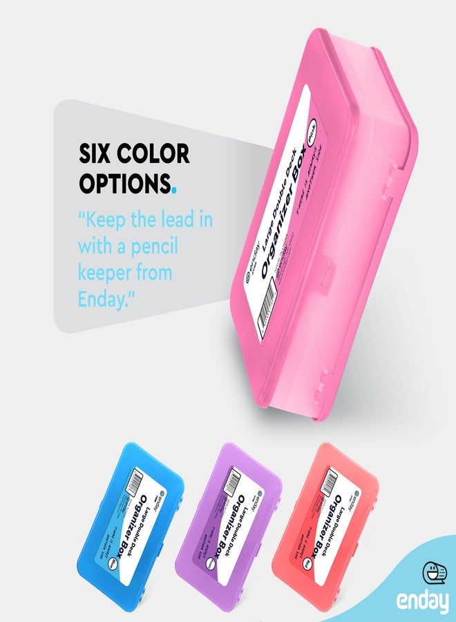 Enday Pencil Box Pink, Large Capacity Plastic Double Deck Box with 12 Compartments, Plastic Pencil Box with Snap-Tight Lid, Hard Pencil Case Storage Organizer Pencil Boxes - Image 4