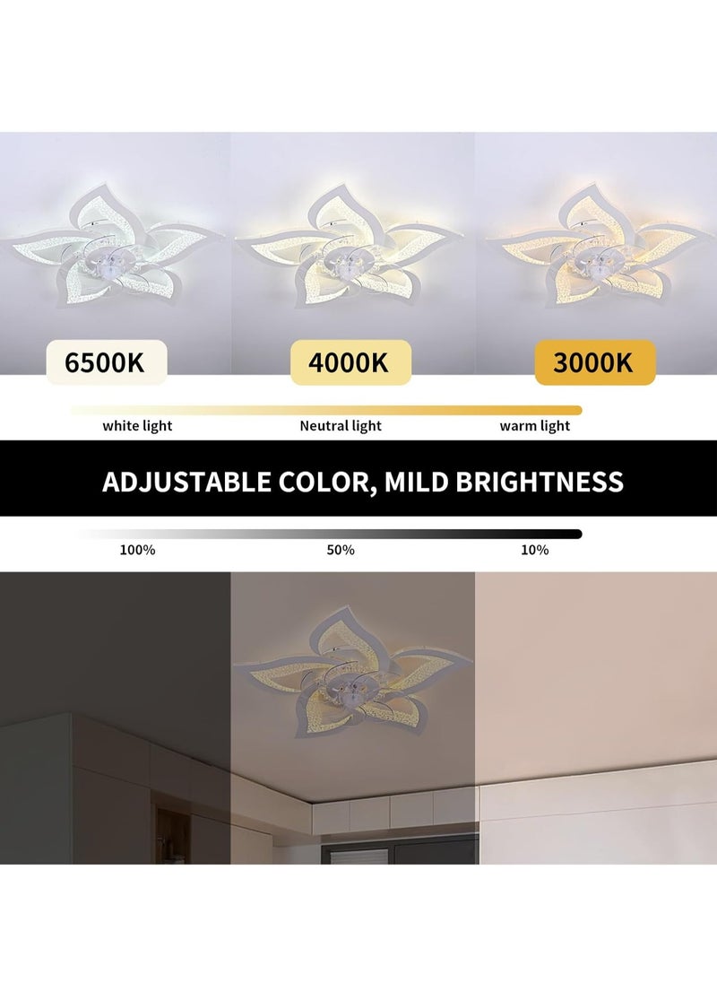 يوڠام مروحة سقف حديثة منخفضة الملف مع أضواء LED قابلة للتعتيم مروحة سقف بشكل زهرة مع جهاز تحكم عن بُعد لغرفة النوم، غرفة المعيشة، وغرفة الطعام 6 سرعات  - Image 3