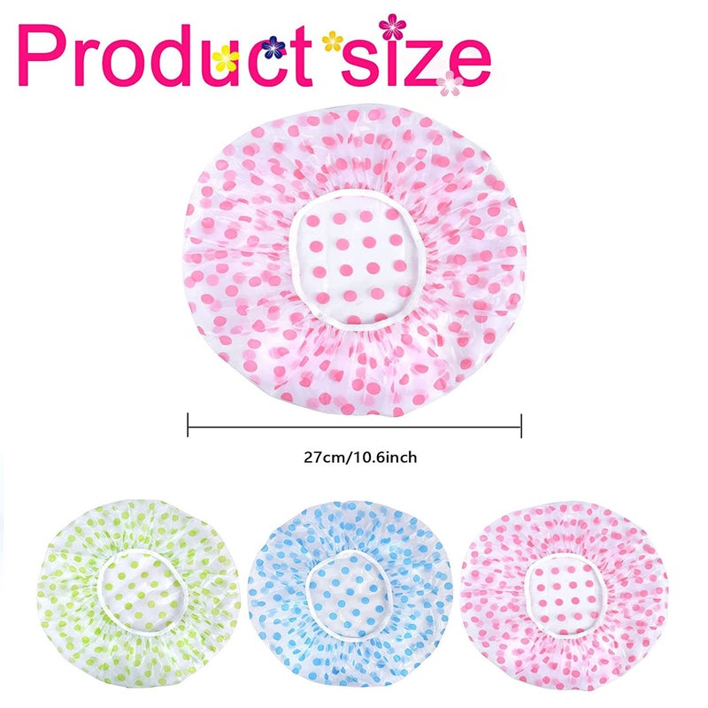 AONAT 3 Pack Shower Caps for Women, Waterproof Shower Caps Reusable Shower Hats Elastic Hair Bath Caps for Ladies Shower Spa Salon - Image 2
