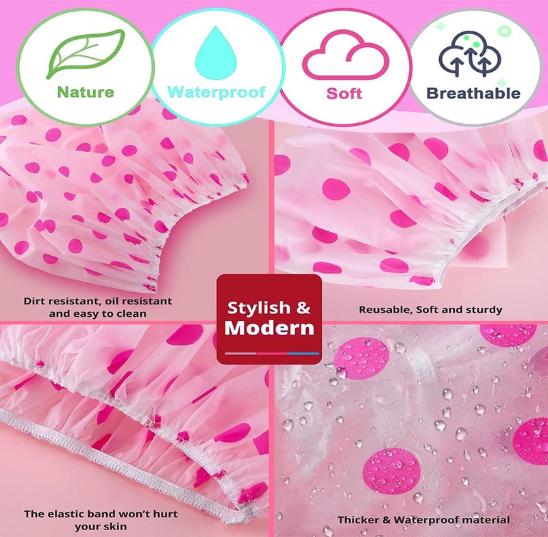 AONAT 3 Pack Shower Caps for Women, Waterproof Shower Caps Reusable Shower Hats Elastic Hair Bath Caps for Ladies Shower Spa Salon - Image 3