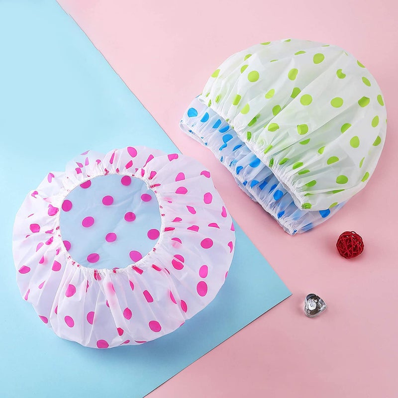 AONAT 3 Pack Shower Caps for Women, Waterproof Shower Caps Reusable Shower Hats Elastic Hair Bath Caps for Ladies Shower Spa Salon - Image 4