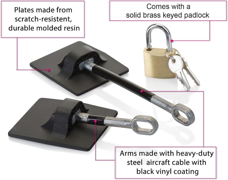 Guardianite Refrigerator Door Lock with Keyed Padlock - Black - Image 3