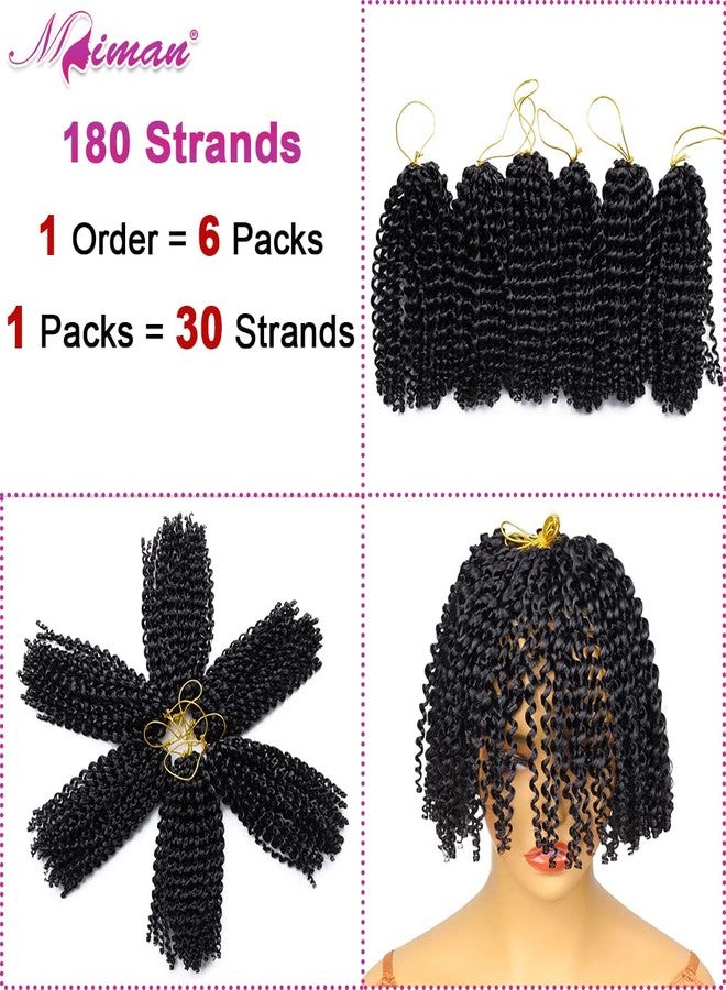 MIMAN 6 Packs 8 Inch Short Black Crochet Braids Passion Twist Marlybob Jerry Curl Crochet Hair Braided Kinky Curly Synthetic Hair Extention for Black Women DIY Bun Braided Ponytail Hairstyle - Image 4