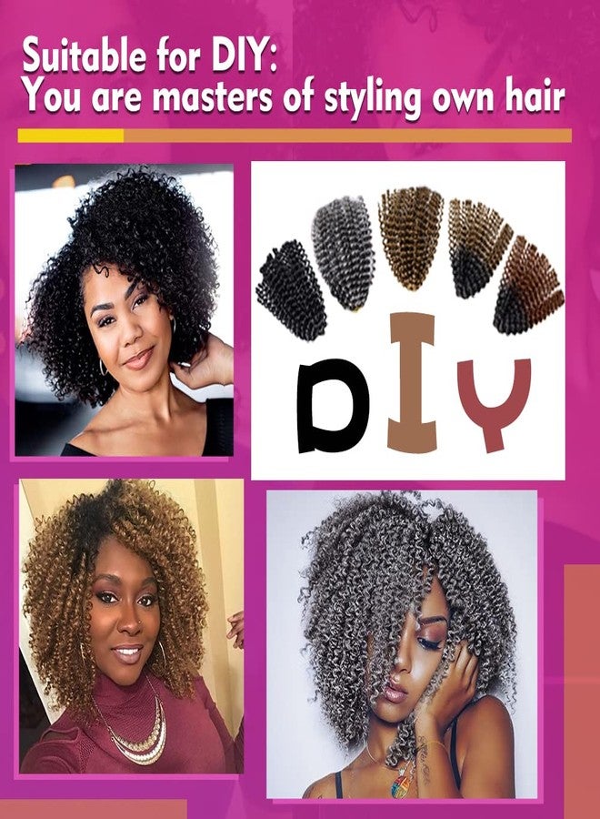 MIMAN 6 Packs 8 Inch Short Black Crochet Braids Passion Twist Marlybob Jerry Curl Crochet Hair Braided Kinky Curly Synthetic Hair Extention for Black Women DIY Bun Braided Ponytail Hairstyle - Image 3