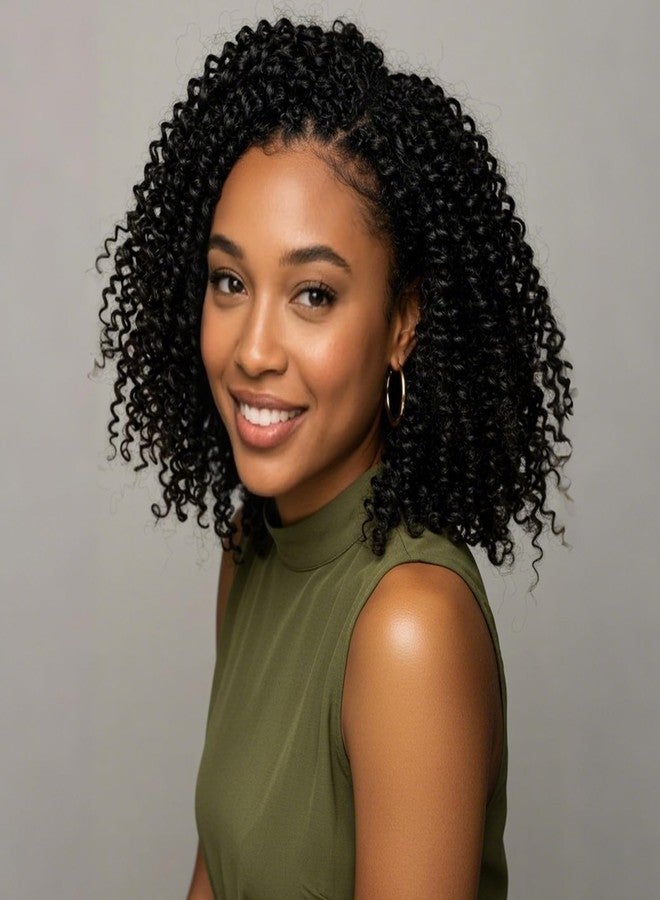MIMAN 6 Packs 8 Inch Short Black Crochet Braids Passion Twist Marlybob Jerry Curl Crochet Hair Braided Kinky Curly Synthetic Hair Extention for Black Women DIY Bun Braided Ponytail Hairstyle - Image 1