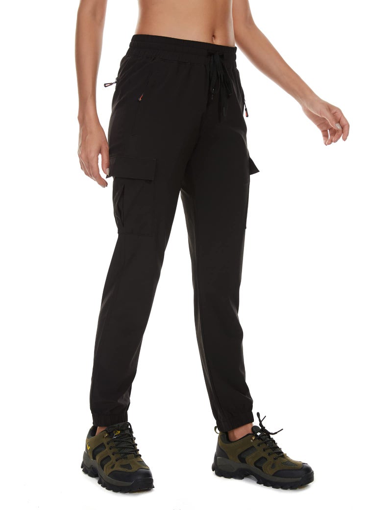 Arunlluta Hiking Pants Women Lightweight Cargo Pants Quick Dry Joggers for Women with Pockets Water-Resistant Travel Pants Black - Image 1