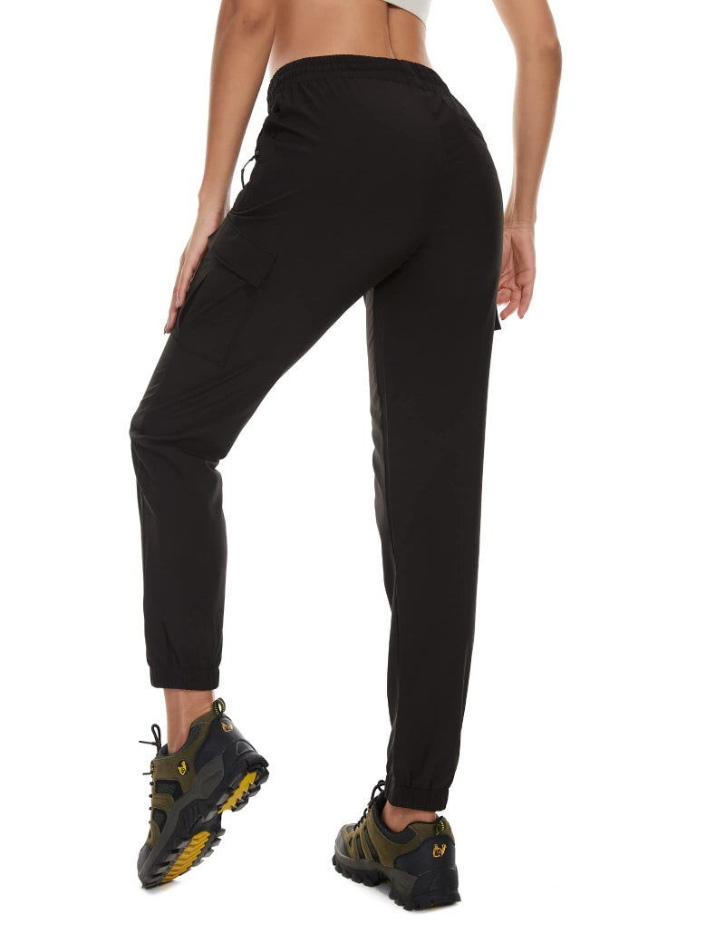Arunlluta Hiking Pants Women Lightweight Cargo Pants Quick Dry Joggers for Women with Pockets Water-Resistant Travel Pants Black - Image 2