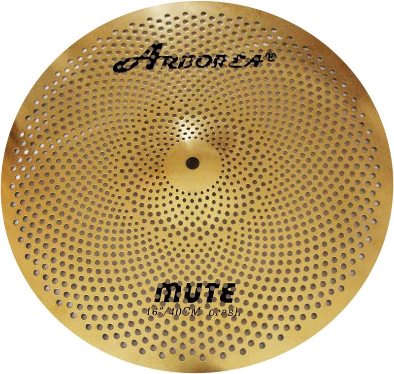 Arborea Mute Crash Cymbal 16 Inch Low Volume Crash Cymbal Golden Quiet Cymbal For Drmmer Practice - Image 1