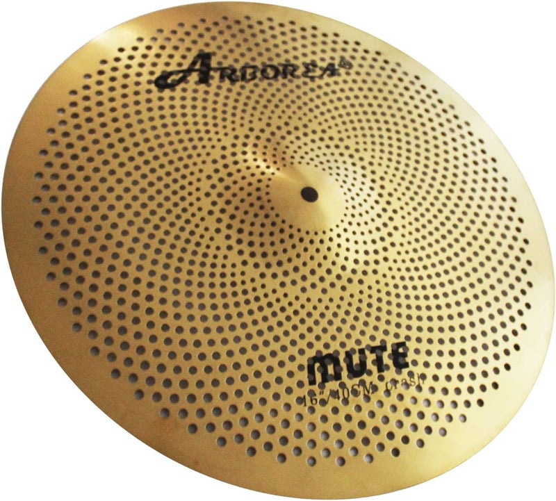 Arborea Mute Crash Cymbal 16 Inch Low Volume Crash Cymbal Golden Quiet Cymbal For Drmmer Practice - Image 2