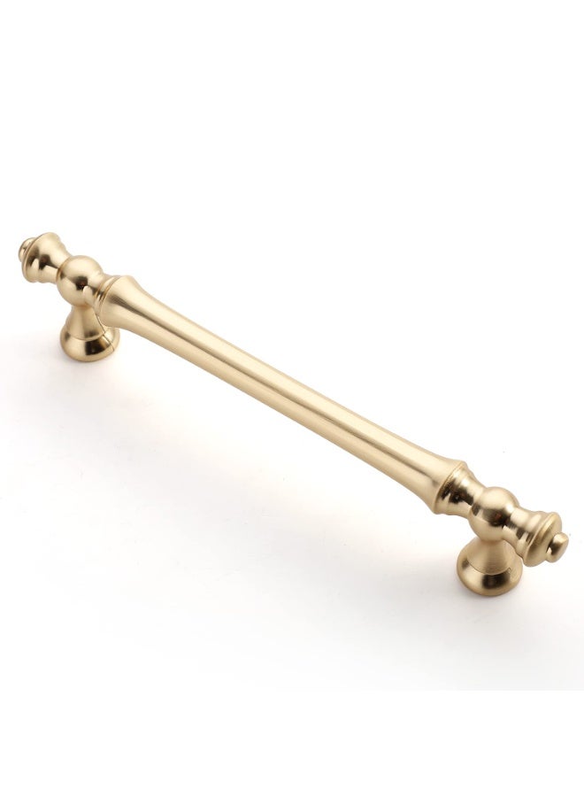 10 Pack Brushed Brass Kitchen Cabinet Handles, 5 Inch (128mm) Gold Cabinet Pulls for Cupboards and Drawers - Image 1