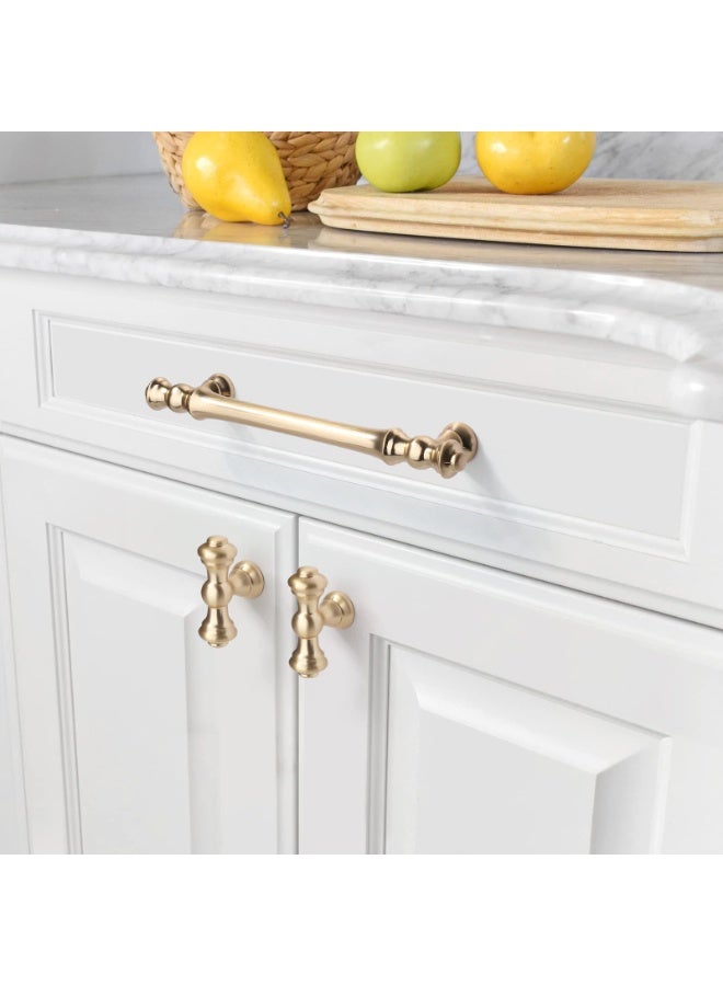 10 Pack Brushed Brass Kitchen Cabinet Handles, 5 Inch (128mm) Gold Cabinet Pulls for Cupboards and Drawers - Image 2