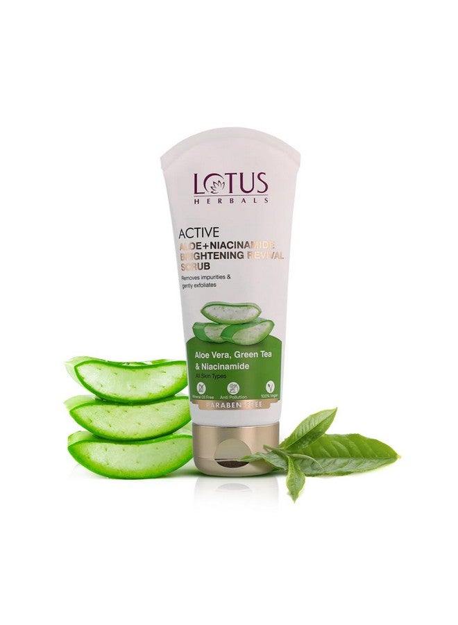 لوتس هيربالز أكتيف ألوة + مقشر نياسيناميد لتفتيح البشرة يزيل الشوائب ويقشرها، برابين فري لجميع أنواع البشرة، 100 جم - Image 1