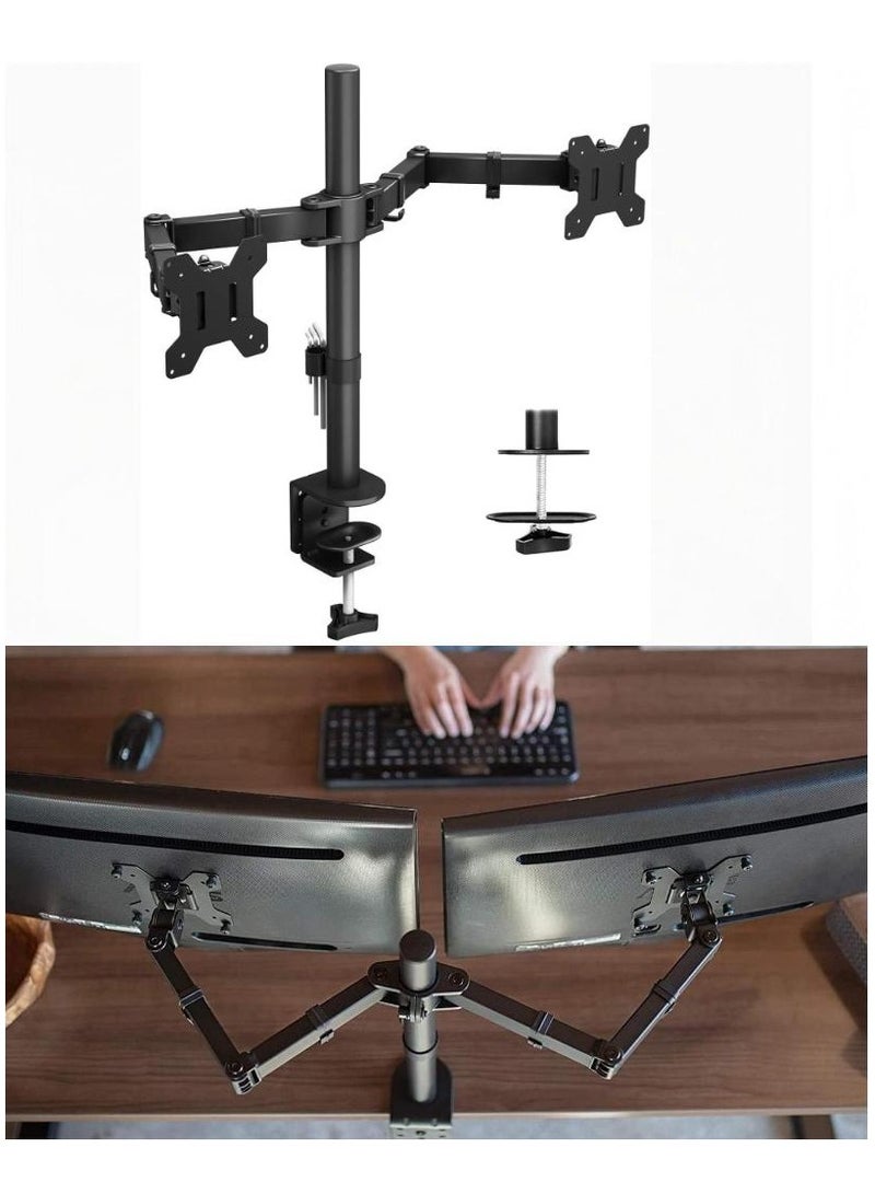 Dual Monitor Mount Stand,LCD Monitor Fully Adjustable Desk Mount Stand Fits Two Screens up to 13-27 inch, Load-bearing capacity within 10kg(Black)  - Image 1