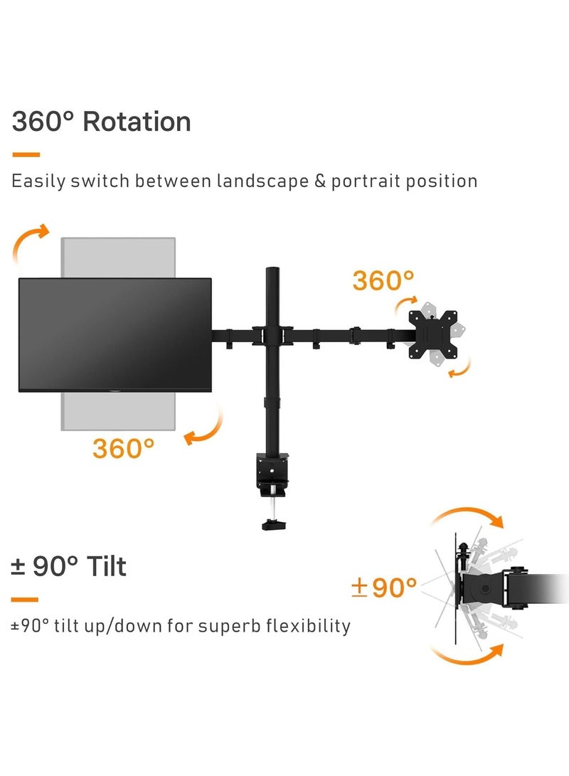 Dual Monitor Mount Stand,LCD Monitor Fully Adjustable Desk Mount Stand Fits Two Screens up to 13-27 inch, Load-bearing capacity within 10kg(Black)  - Image 3