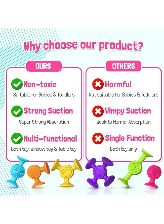 Bolivia's Suction Cup Toys 16 Pcs Kids Suction Toys Bath Toys Set Sucker Sensory Toys Silicone Suction - Image 2
