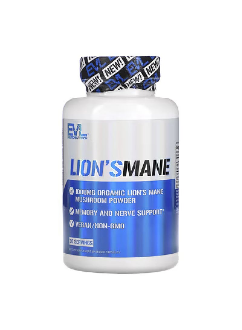 EVLUTION NUTRITION Lion's Mane, 60 Veggie Capsules (500 mg per Capsule)