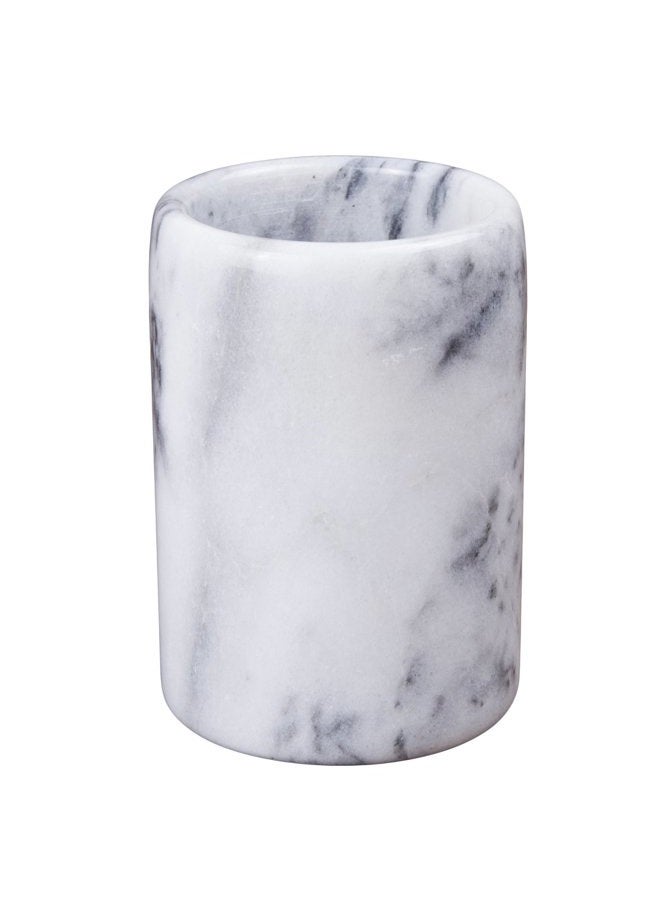Creative Home Natural Marble Pen Pencil Holder Cup Tabletop Countertop Organizer, 3.3" Diam. x 4.5" H, Off-White (color may vary) - Image 1