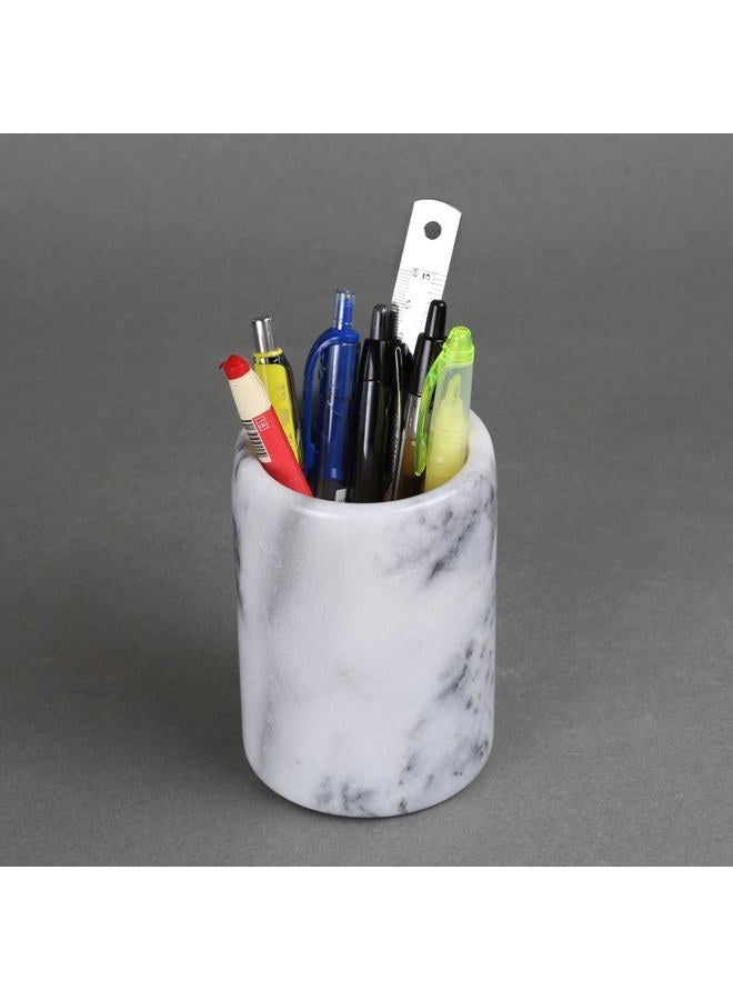 Creative Home Natural Marble Pen Pencil Holder Cup Tabletop Countertop Organizer, 3.3" Diam. x 4.5" H, Off-White (color may vary) - Image 5