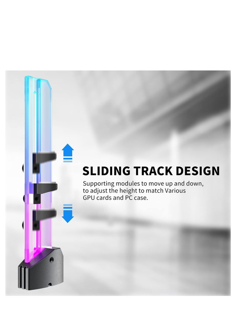 KASTWAVE Video Card Sag Holder bracket, 5V Addressable RGB Graphics Card GPU Brace Support Video Card, Built-in 5V ARGB Strip, Adjustable Length and Height Support, Edge Lit Glass Universal GPU Bracket - Image 2
