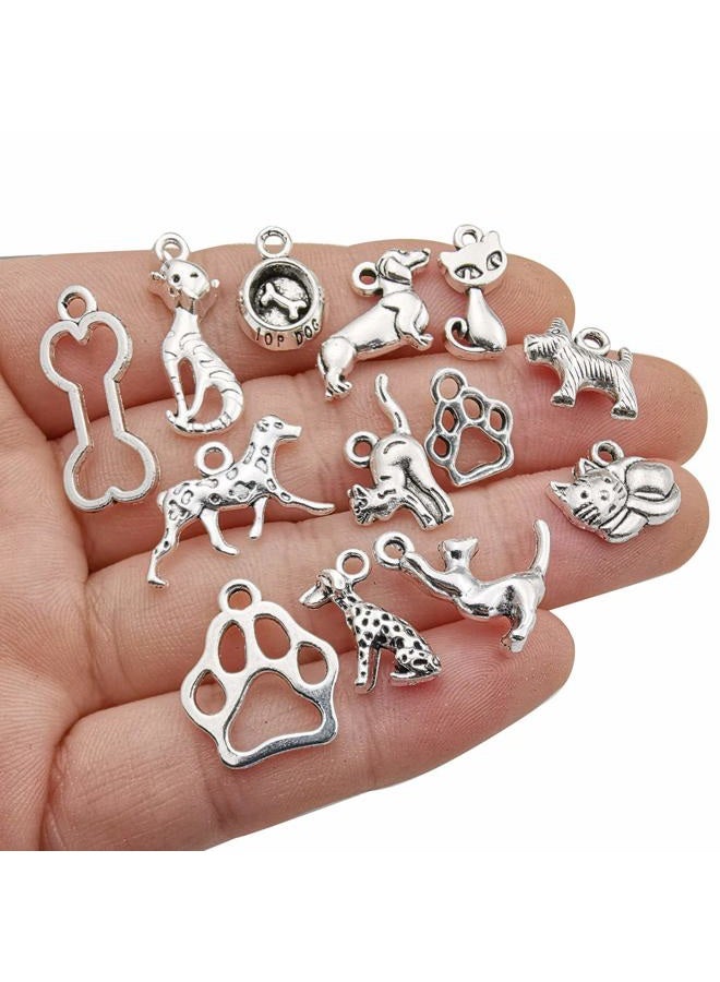 WOCRAFT 100g(80pcs) Craft Supplies Antique Silver Animals Cat Dog Pet Charms Pendants for Crafting, Jewelry Findings Making Accessory for DIY Necklace Bracelet (M293) - Image 3