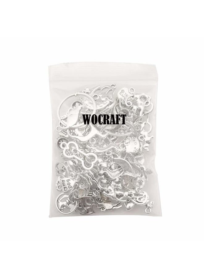 WOCRAFT 100g(80pcs) Craft Supplies Antique Silver Animals Cat Dog Pet Charms Pendants for Crafting, Jewelry Findings Making Accessory for DIY Necklace Bracelet (M293) - Image 5