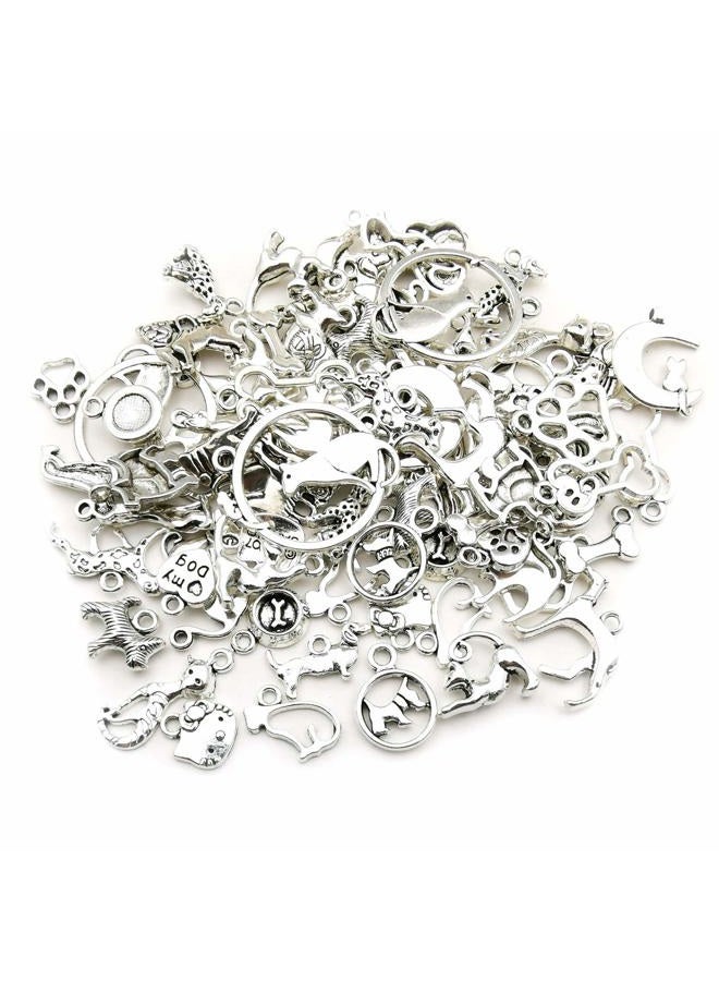 WOCRAFT 100g(80pcs) Craft Supplies Antique Silver Animals Cat Dog Pet Charms Pendants for Crafting, Jewelry Findings Making Accessory for DIY Necklace Bracelet (M293) - Image 4