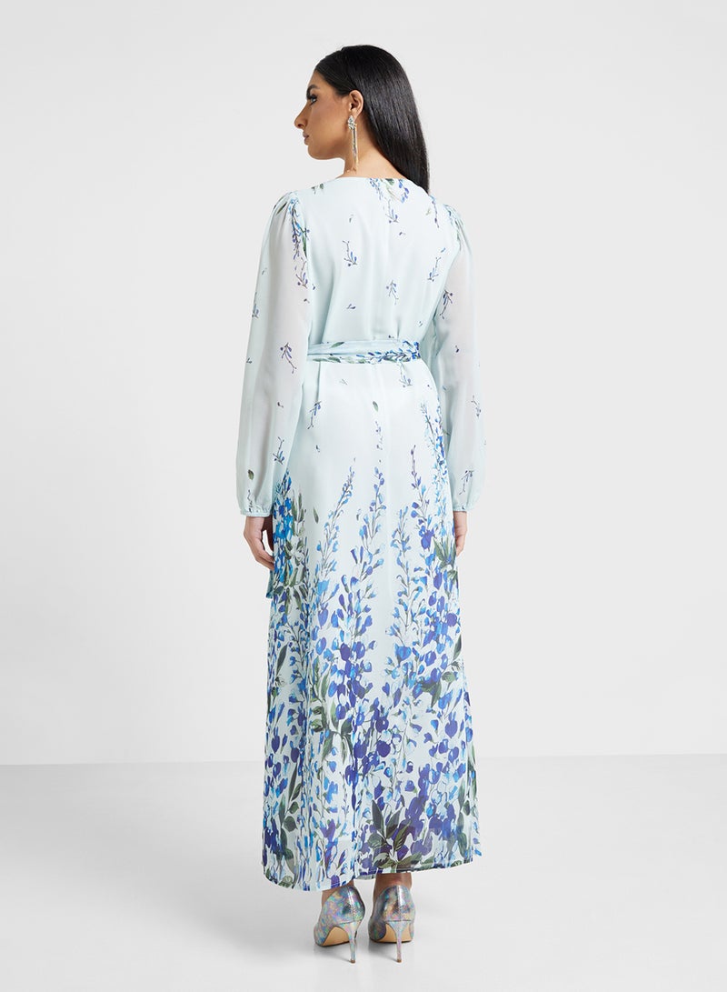 خزانة فستان ماكسي شيفون بنقشة الزهور - Image 2