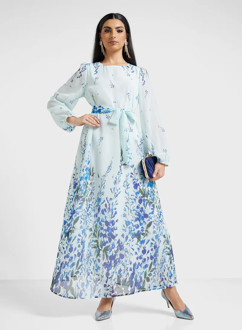 Khizana Floral Chiffon Maxi Dress