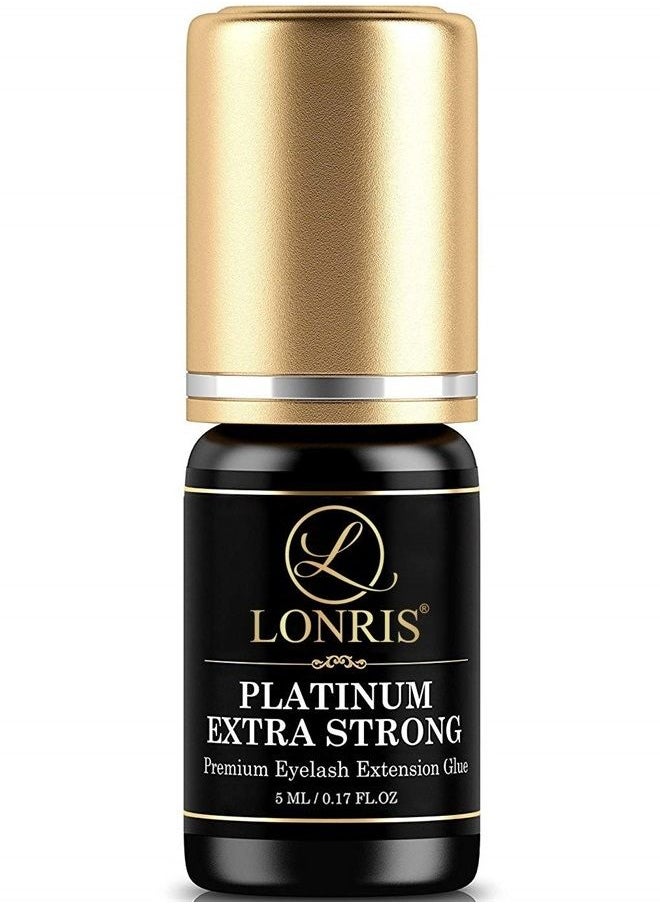 LONRIS - 8-9 Weeks Retention/Volume Eyelash Extension Glue/Platinum Extra Strong LONRIS Lash / 0.5-1 Sec Drying time/Maximum Bonding/Semi-Permanent Extensions Supplies/Professional Use Black Adhesive (5 ML) - Image 1