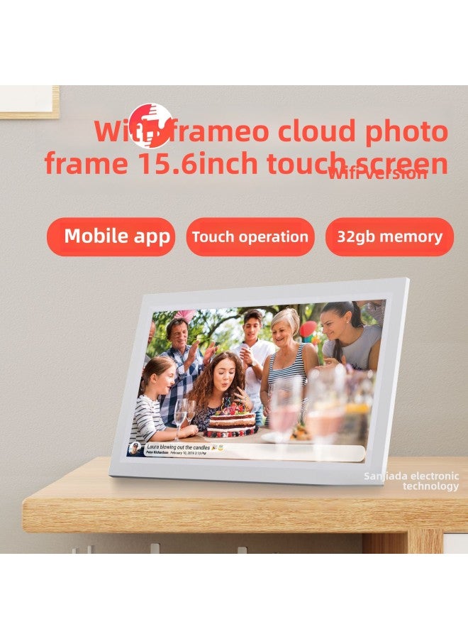 إطار صور إلكتروني Frameo مقاس 15.6 بوصة، تطبيق WiFi للهاتف المحمول، إرسال صور، ذاكرة 32 جيجابايت، ألبوم Uhale الرقمي - اللون: 15.6 بوصة 32 جم + إطار خشبي بلون خشبي - Image 3