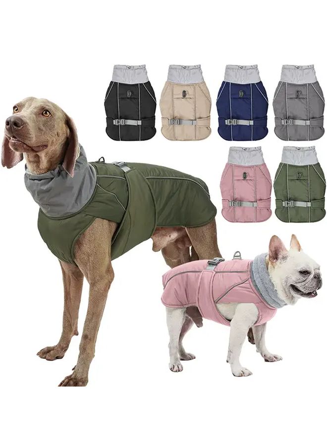Black Dog Winter Coat With Built In Leash D Ring Adjustable Waist Reflective Strips Size M - Image 1