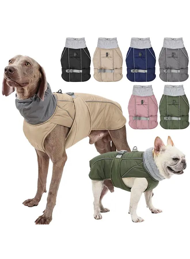 Black Dog Winter Coat With Built In Leash D Ring Adjustable Waist Reflective Strips Size M - Image 5