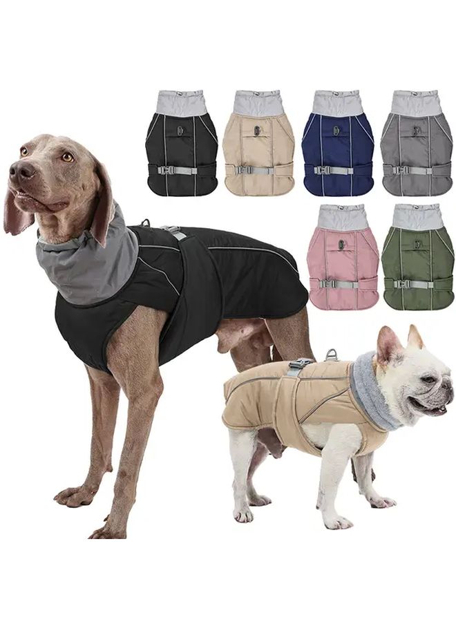 Black Dog Winter Coat With Built In Leash D Ring Adjustable Waist Reflective Strips Size M - Image 3