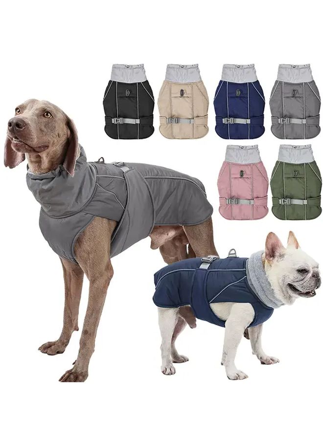 Black Dog Winter Coat With Built In Leash D Ring Adjustable Waist Reflective Strips Size M - Image 4