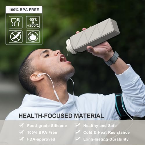BEAUTAIL Collapsible Water Bottles 20.6oz, Silicone Foldable Portable Travel Water Bottle, BPA-Free, Leakproof Reusable for Traveling Camping Hiking Cycling Yoga Sports Outdoor, 1 Pack (Starlight) - Image 2