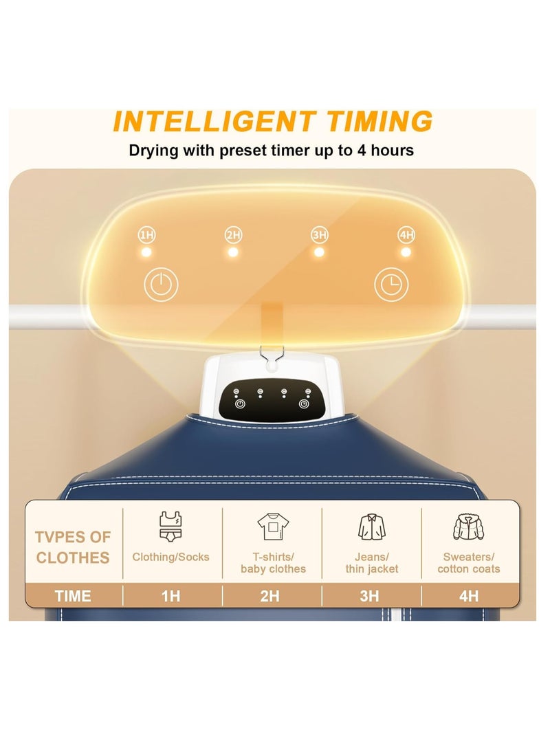 مجفف ملابس كهربائي محمول، آلة تجفيف متعددة الوظائف، تجفيف سريع قابل للفصل، مجفف ملابس للسفر، منشر ملابس مدفأ، تدفئة ملابس خزانة الملابس مع مؤقت، غطاء من القماش - Image 2