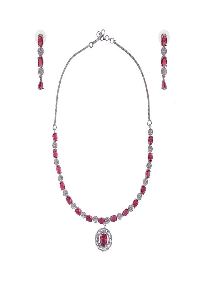 طقم مجوهرات Seasworth Alloy، قلادة وسلسلة مع أقراط، هدية أنيقة، تصميم غربي، مقاوم للصدأ، لطيف على البشرة، مناسب للنساء والفتيات | مثالي للحفلات وحفلات الزفاف والمناسبات الاحتفالية - Image 1