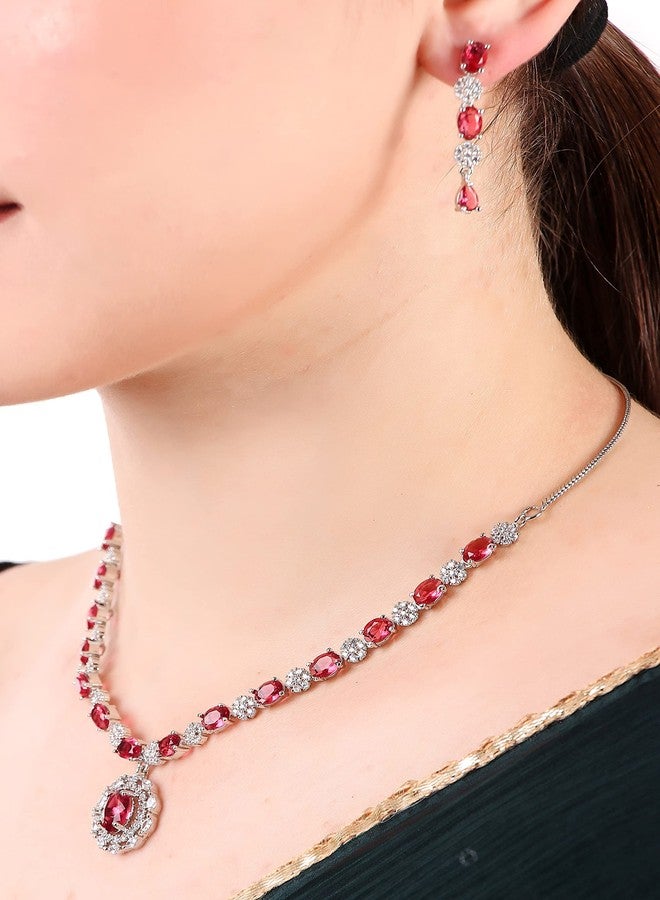 طقم مجوهرات Seasworth Alloy، قلادة وسلسلة مع أقراط، هدية أنيقة، تصميم غربي، مقاوم للصدأ، لطيف على البشرة، مناسب للنساء والفتيات | مثالي للحفلات وحفلات الزفاف والمناسبات الاحتفالية - Image 5