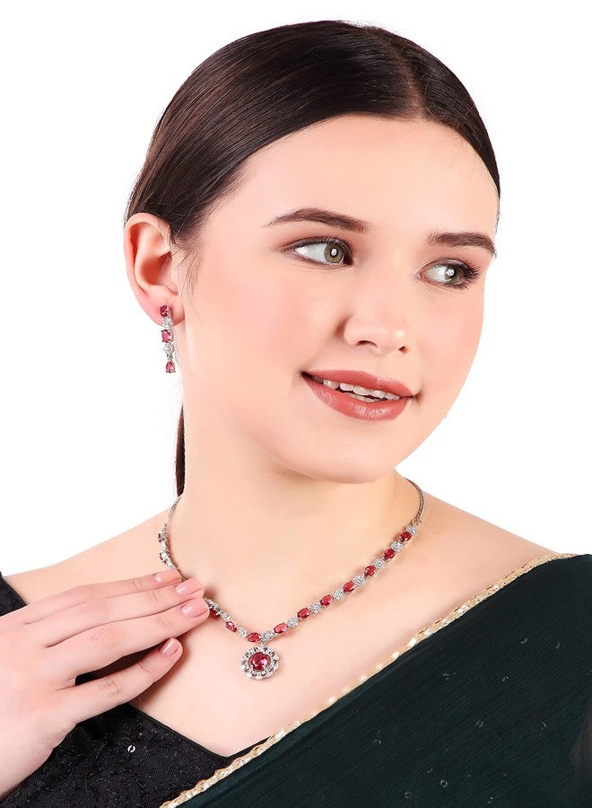 طقم مجوهرات Seasworth Alloy، قلادة وسلسلة مع أقراط، هدية أنيقة، تصميم غربي، مقاوم للصدأ، لطيف على البشرة، مناسب للنساء والفتيات | مثالي للحفلات وحفلات الزفاف والمناسبات الاحتفالية - Image 4