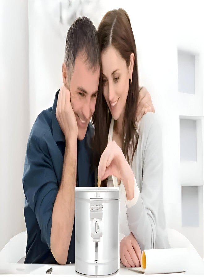 EvoFlex Industrial-Grade Steel Piggy Bank for Coins and Cash - Anti-Rust Coating Metal Money Bank, Cylindrical Savings Container, Set of 2, Silver - Image 4