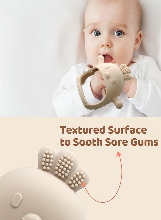SADRUCHI Silicone & Wooden Baby Teether for 3+ Months, BPA-Free Food Grade Teething Toy with Wooden Ring, Soft Gum Soothing Chew Toy for Infants, Newborn Babies Boys & Girls (Baby Teether ( Blue + Cream )) - Image 2