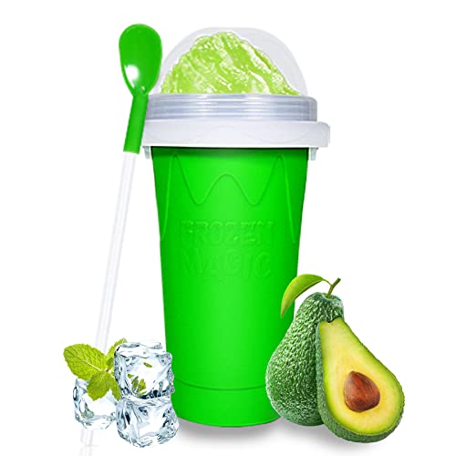 COLORLAND Color Land Slushy Cup, TIK TOK Slushie Maker Cup Frozen Magic Squeeze Cup, Ice Cream Maker Cup, Cool Stuff Trending Tiktok Items Homemade DIY Cool Gadgets with Lid & Straw (GREEN) - Image 1