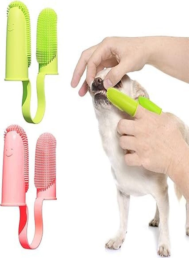 DNESHY 1pc Dog Toothbrush, 360°soft Bristles Double-Finger Tooth Brushing Kit, Silicone Dual Head Manual Toothbrush, Dog Teeth Cleaning Finger Brush, Oral Hygiene Tooth Brush for Small & Large Pets - Image 1