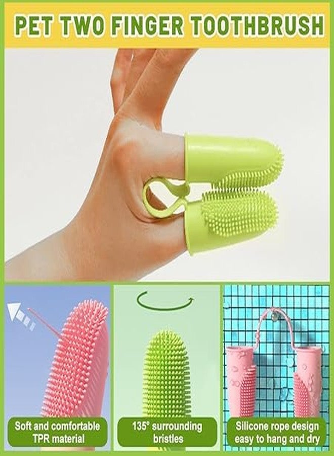 DNESHY 1pc Dog Toothbrush, 360°soft Bristles Double-Finger Tooth Brushing Kit, Silicone Dual Head Manual Toothbrush, Dog Teeth Cleaning Finger Brush, Oral Hygiene Tooth Brush for Small & Large Pets - Image 5