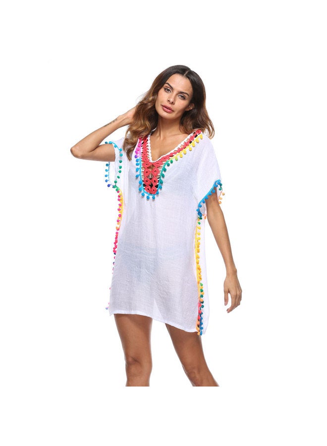 AliExpress Hot Crochet Bikini Blouse Beach Blouse Sunscreen Shirt-Color:Black-