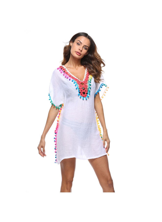 AliExpress Hot Crochet Bikini Blouse Beach Blouse Sunscreen Shirt-Color:Black-