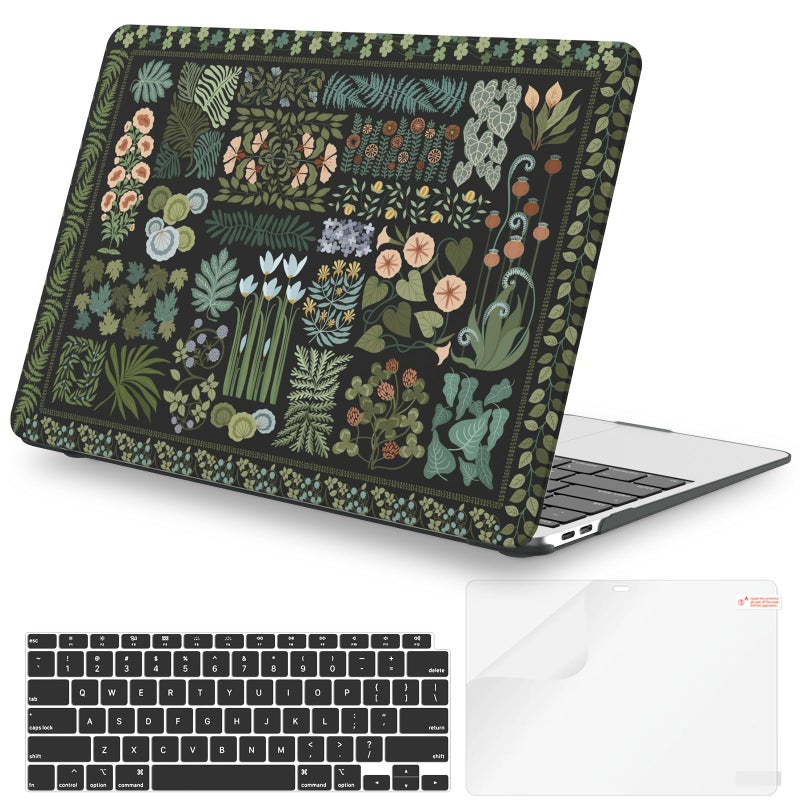 iCasso for MacBook Air 13 inch Case 2020 2019 2018 Release A2337 M1 A2179 A1932 Flower Hard Shell Protective Case for MacBook Air 133 inch Keyboard Cover Screen Film Black - Image 2