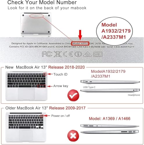 iCasso for MacBook Air 13 inch Case 2020 2019 2018 Release A2337 M1 A2179 A1932 Flower Hard Shell Protective Case for MacBook Air 133 inch Keyboard Cover Screen Film Black - Image 3