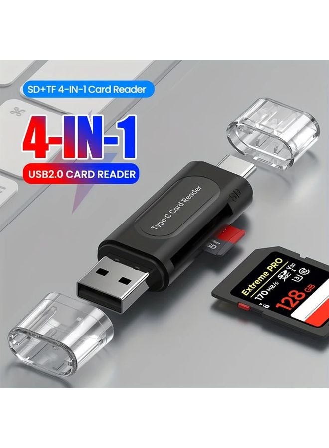 White USB 2 0 Dual Head Four In One Card Reader High Speed Data Transfer Portable Plug and Play - Image 2